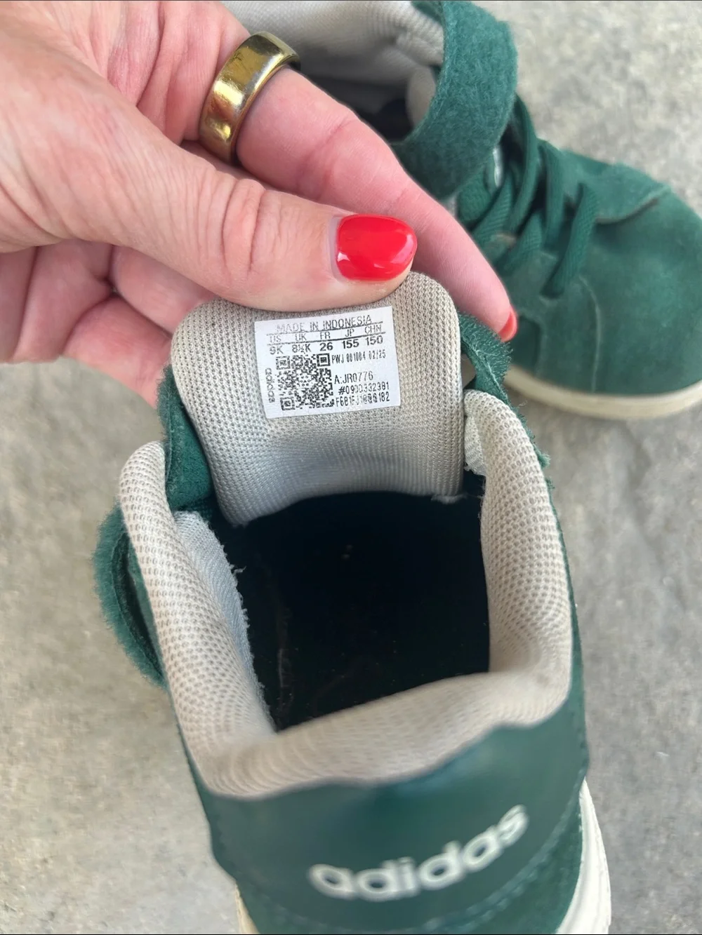 adidas Kids sambas Dark Green Suede Sneakers with White Stripes